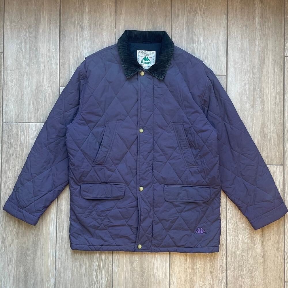 Vintage Kappa Quilted Jacket Made in Italy Purple Corduroy Collar Coat